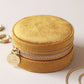 Mustard Round Velvet Jewelry Case