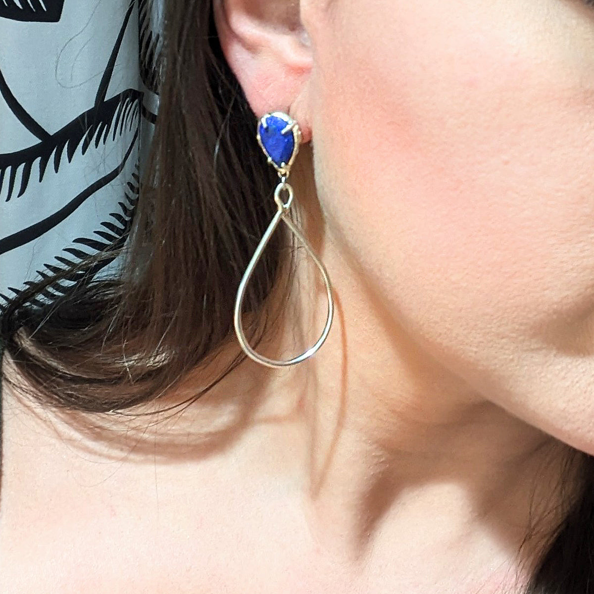 Lottie - Lapis Silver Drop Earring