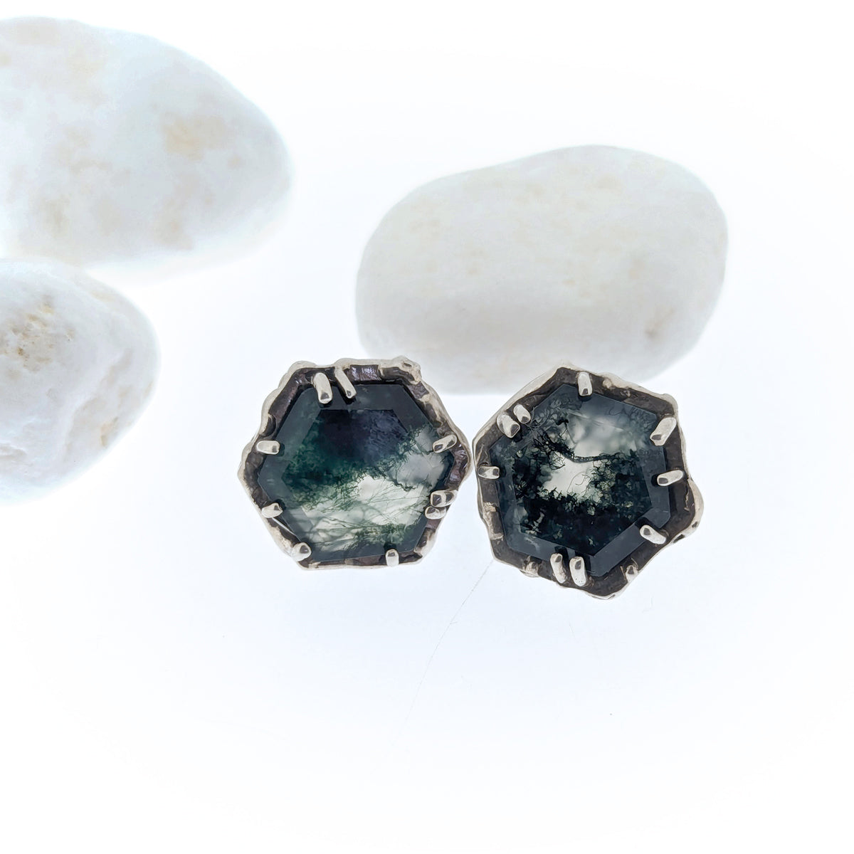 Carmen - Moss Agate Party Blend Cluster Convertible Earrings